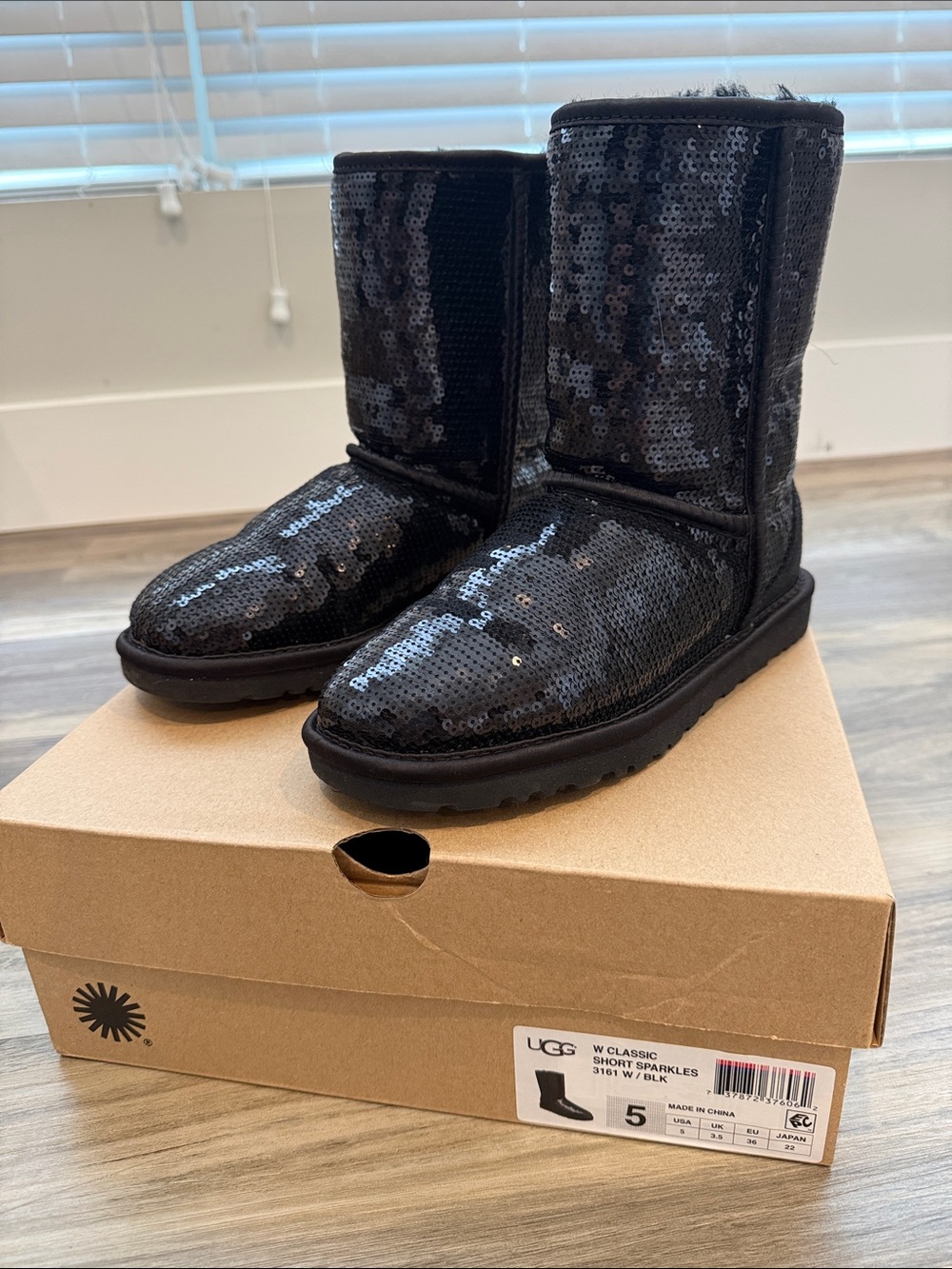UGG Black Sequin Classic Short Boots